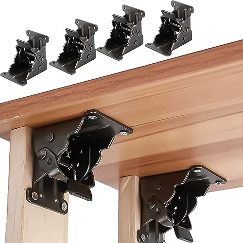 DXIA 4 Pezzi Staffa di Supporto Pieghevole, Telaio Di Supporto Pieghevole,Cerniera Autobloccante Gambe e Raccordi per Gambe,Accessori per gambe e Supporto Angolare,Mgambe Pieghevoli