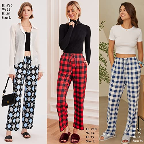 Ekouaer Womens 2 Pack Lounge Pants Comfy Pajama Pants Plaid Pajama Bottoms With Pockets Drawstring Pj Bottoms Pants #TOP4