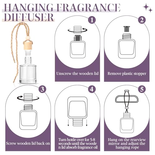 Image of AROIC Car Air Freshener Diffuser Set, 6 Pack Lavender Natural Slow-Release Fragrance, Long Lasting Air Freshener for Women & Men Car Accessories, Hanging Cute Automotive Interior Decor Gift (8ml Each)
