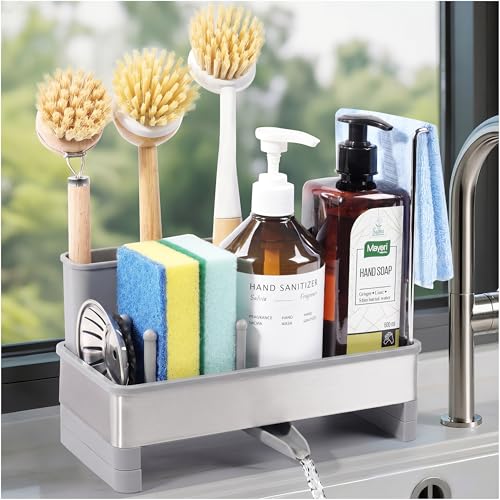 Sponge Holder for Kitchen Sink Caddy Organizer, Dish Brush Holder