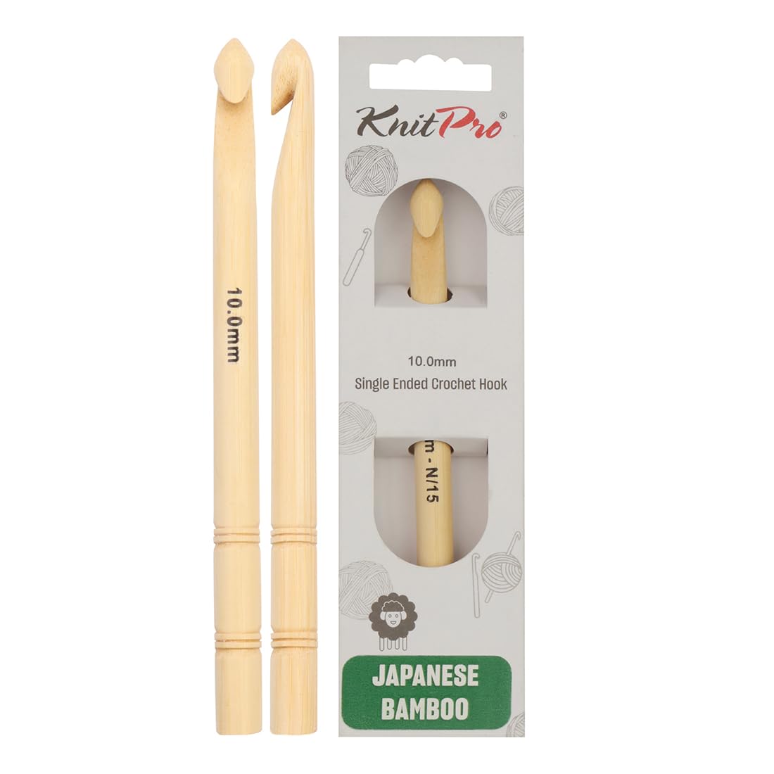 KnitPro Bamboo Single Ended Crochet Hook | 10.00mm