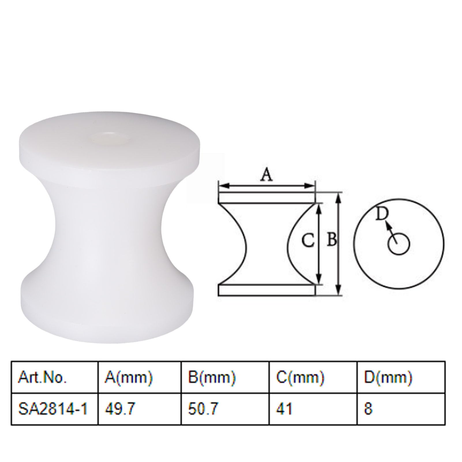 Marine Keel Roller, 2Pcs White Bow Boat Rollers 51x50mm for Yachts Lifeboats
