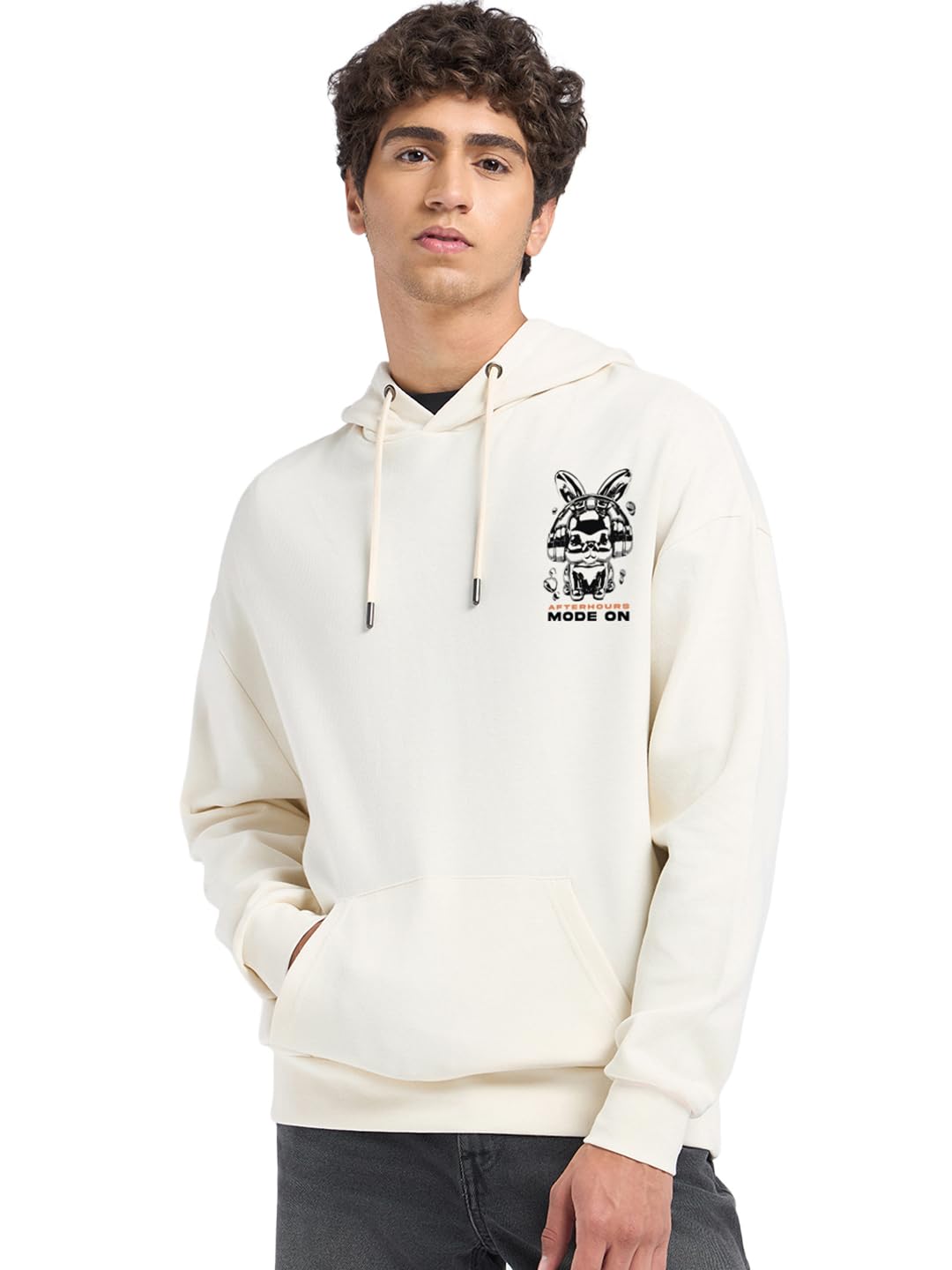 Bewakoof Heavy Duty 1.0 Men’s Graphic Printed Oversized Fit Full Sleeve Fleece Hoodies