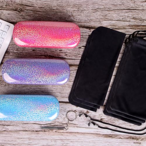 Image of ADBGV 3Pcs Unisex Hard Shell Eyeglasses Cases, Protective Case For Glasses,Sunglasses Case with Cleaning Cloth
