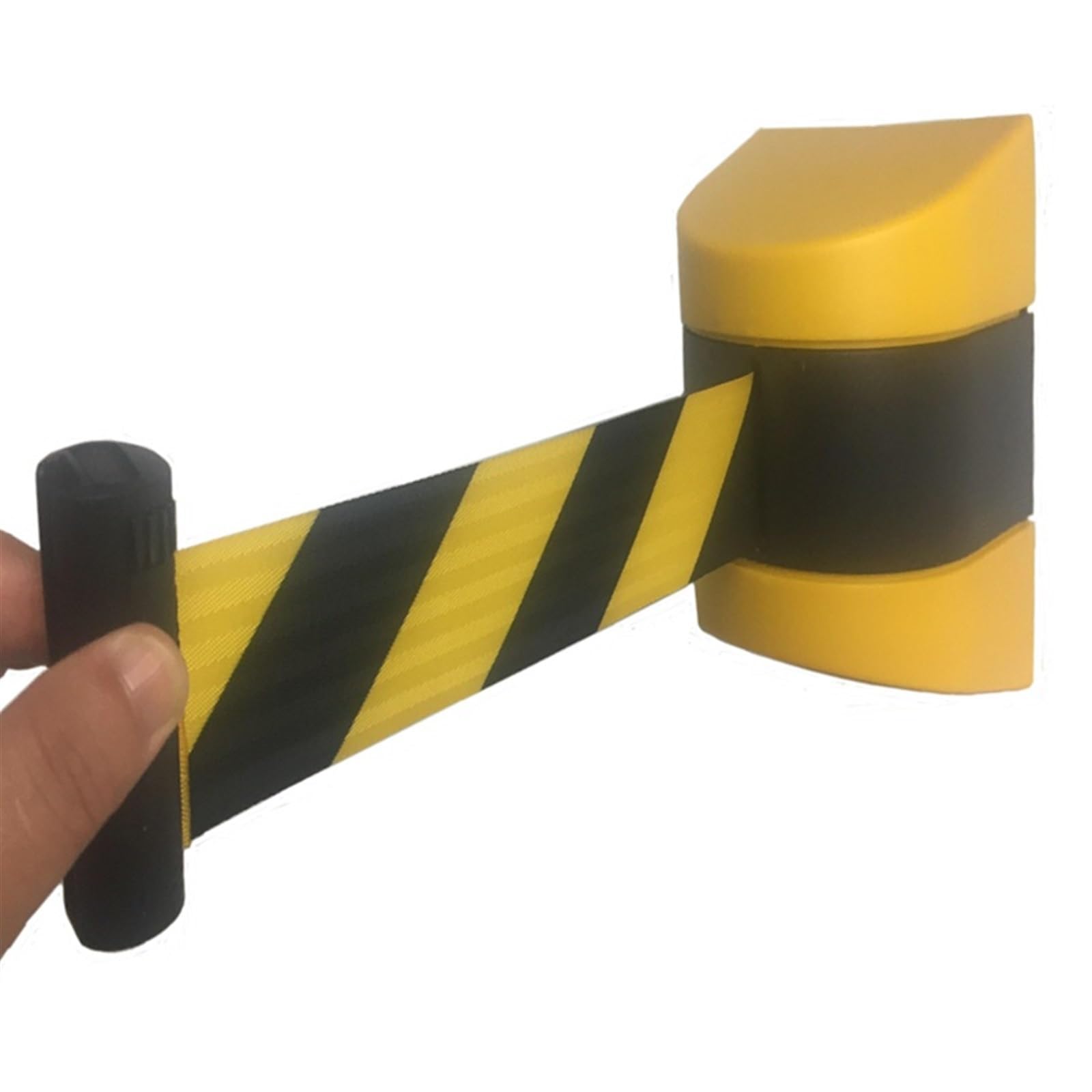 Cinta Balizamiento Montado En Pared Cordón de aislamiento plástico montado en la pared, cinturón retráctil 3 metros, cinta advertencia negra y amarilla alineada para Aeropuertos