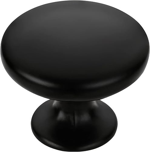 Miniatura 1 de Fácil instalación con tornillos ajustables, pomos de gabinete negro mate, paquete de 10 pomos de aleación de aluminio de 1.17 pulgadas (1.181 in)