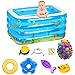 ZEIYUQI Piscine Facile Water Park per I Bambini Esterno Smontabile Portatile Piscina Rettangolare PVC Piscina di Acqua per I Bambini,Blu,143 * 105 * 70CM