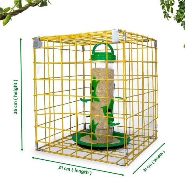 Image of Amijivdaya Pigeon & Parrot Proof Hanging Cage | Durable Rustproof Metal Bird Feeder Guard | Protective Outdoor Net Cage | Small Bird Safety Cover for Garden & Balcony Feeders