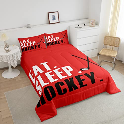 Image of Feelyou Ice Hockey Bedding Set King Size 3Pcs for Boys Girls Women Men