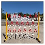 Industrial Expandable Metal Barricade, Insulated Telescopic Fence, Retractable Traffic Fence Expandable Barricade Fence with 2 Wheels Traffic Barrier for Event Site School(Red,120x300cm)