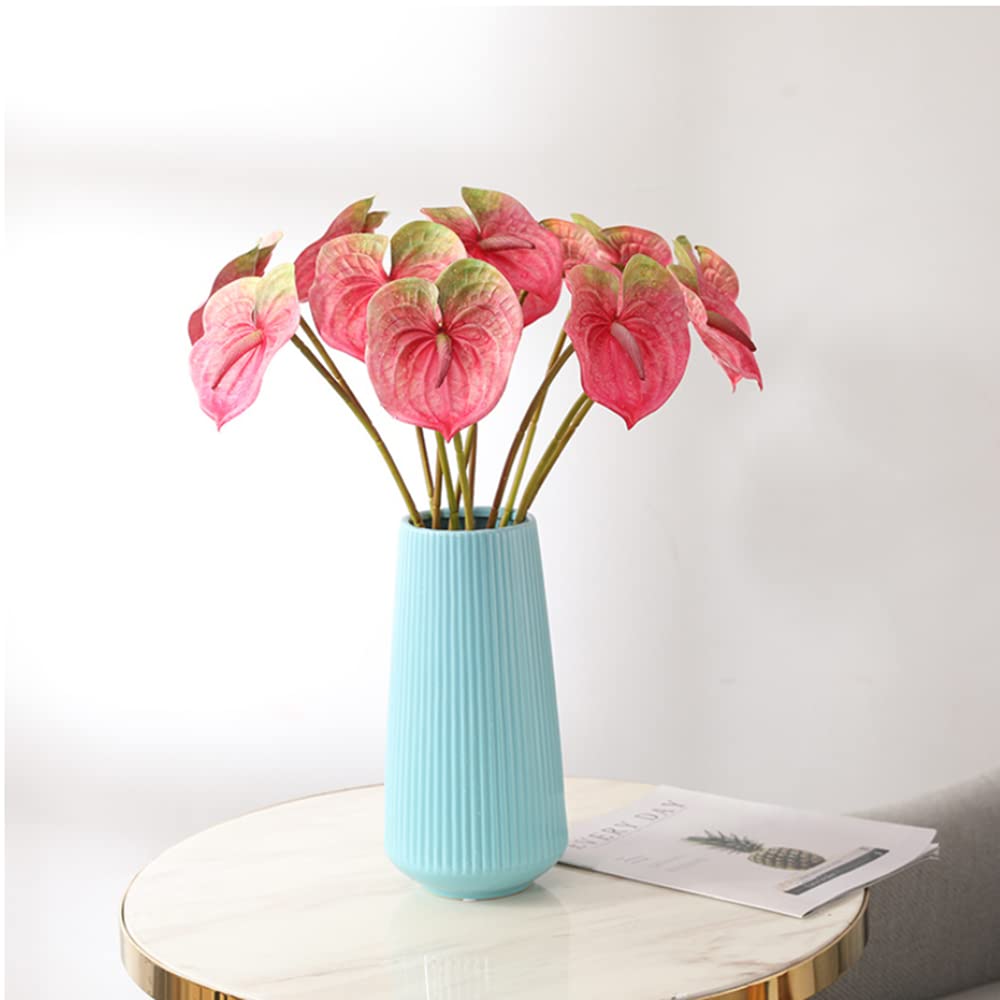 Rikyo 8pcs 13inch Artificial Anthurium Lily Flowers Permanent for Ho