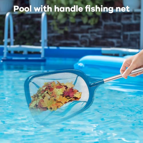 Riisoyu Pool Kescher, Ultra Feinmaschiges Netz mit Griff Poolreinigung Kescher Poolkescher für Schwimmbad, Algen Pool, Planschbecken und Whirlpool Pool Kescher Große Aufnahmelippe Blau