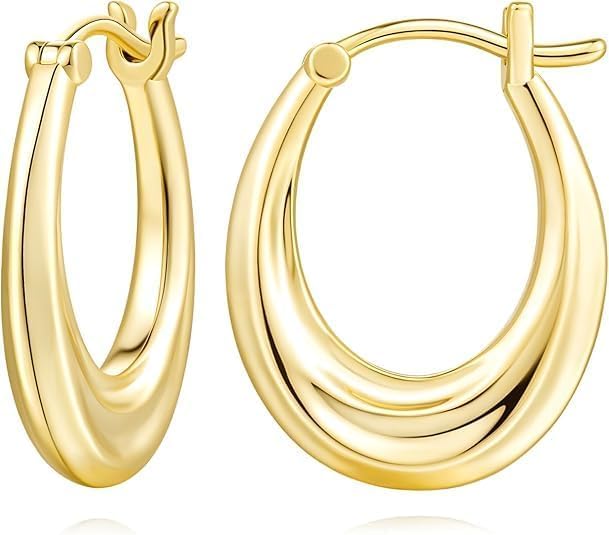 9CT Gold Earrings Gold Earrings for Women 9ct U-shaped Small Hoops Earring for Women (21mm)