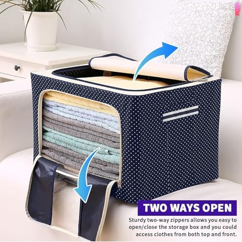 Image of Fabric Clothes Storage Box,Multi Rectangular Foldable Clothes Storage Box /bin Boxes Extra Foldable Stackable Container Organizer,Cloth Storage Bags with Zip, Multicolor (1, Standard)