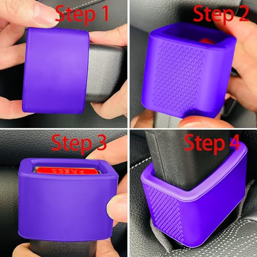 Image of 2 Pack Silicone Seat Belt Buckle Holder, Seat Belt Buckle Booster for Kids, Durable Silicone Material, Easy Access to The Buckles of Rear Seats, Car Accessories, Suitable for Most Car Models (Purple)