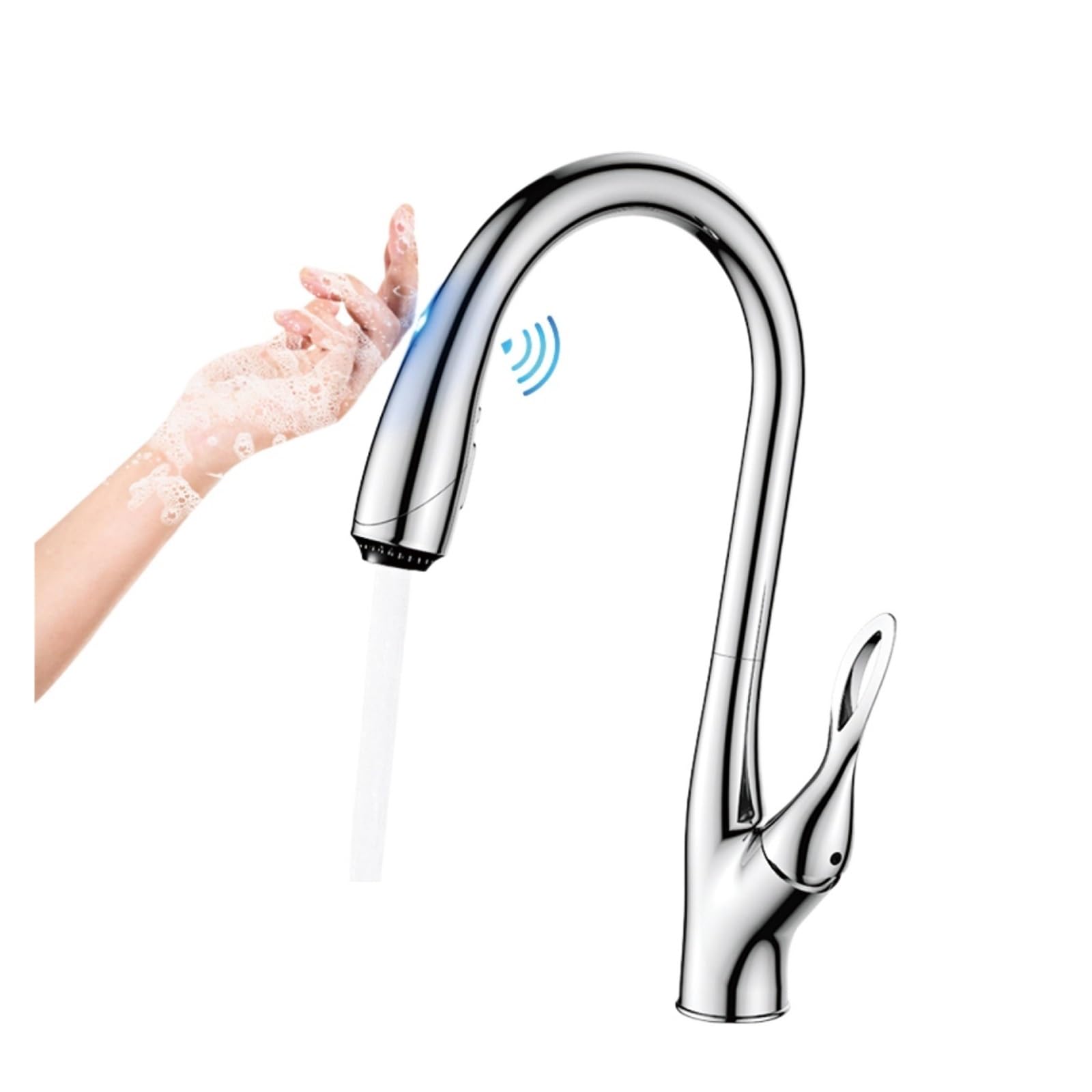 Robinet en laiton noir haut de gamme avec mitigeur extractible tactile