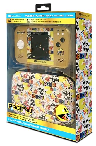 My Arcade Pac-Man Pocket Player Max: Pac-Man 45th Anniversary Retro Game Console, Rechargeable Battery, 4 Classic Games in 1, Arcade Gaming