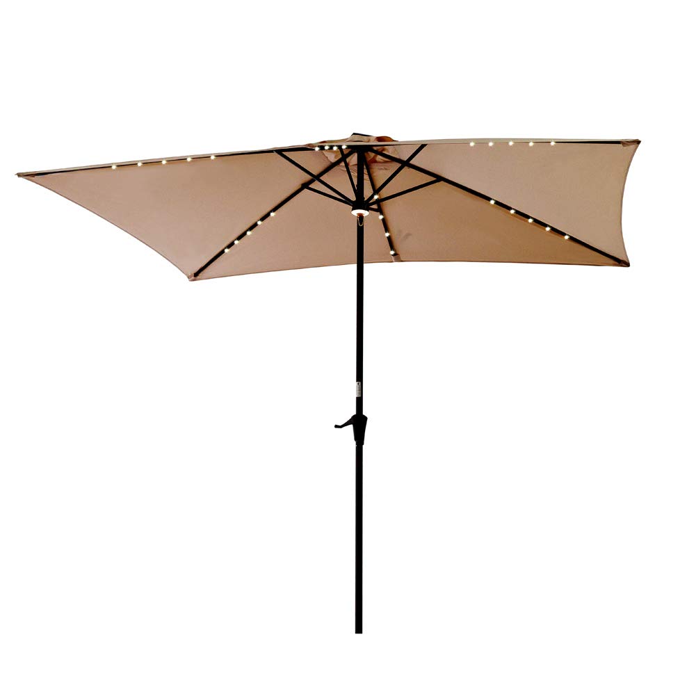 C Hopetree Rectangle Outdoor Patio Umbrella Solar Led Lighted 6 6 X 10 For Rectangular Table Deck Garden Or Poolside Beige Buy Online In India At Desertcart