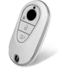 Silver Pattern Premium Soft TPU Key Fob Cover Case Compatible with MercedesNew Benz S-Class G-Class E-Class 2020-2023Sliver-White