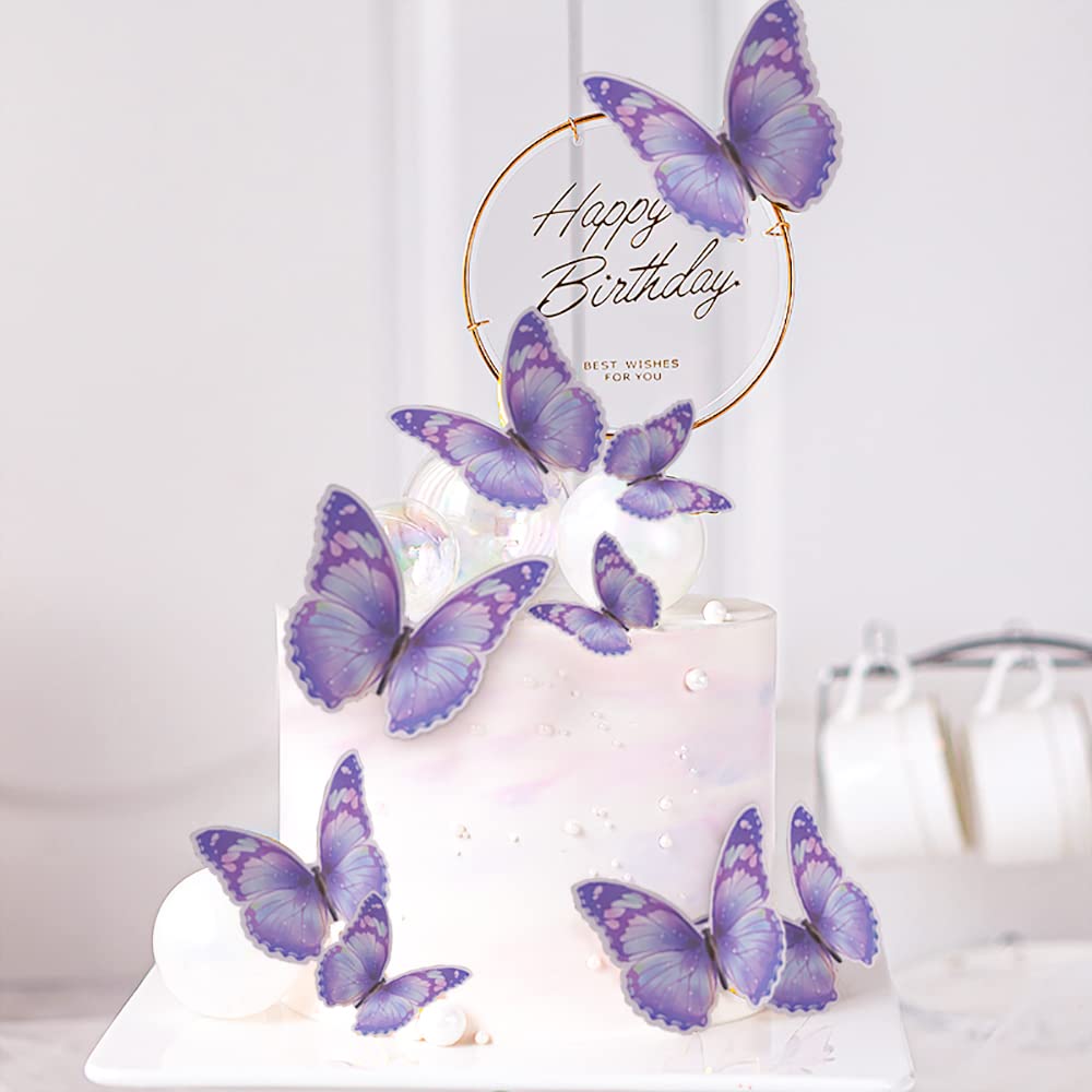 Set 31 Pezzi Cake Topper Principessa Farfalla Viola – Decorazione Per Torte Compleanno Tema Fiabe Con Fiori E Palline Illusione - 2