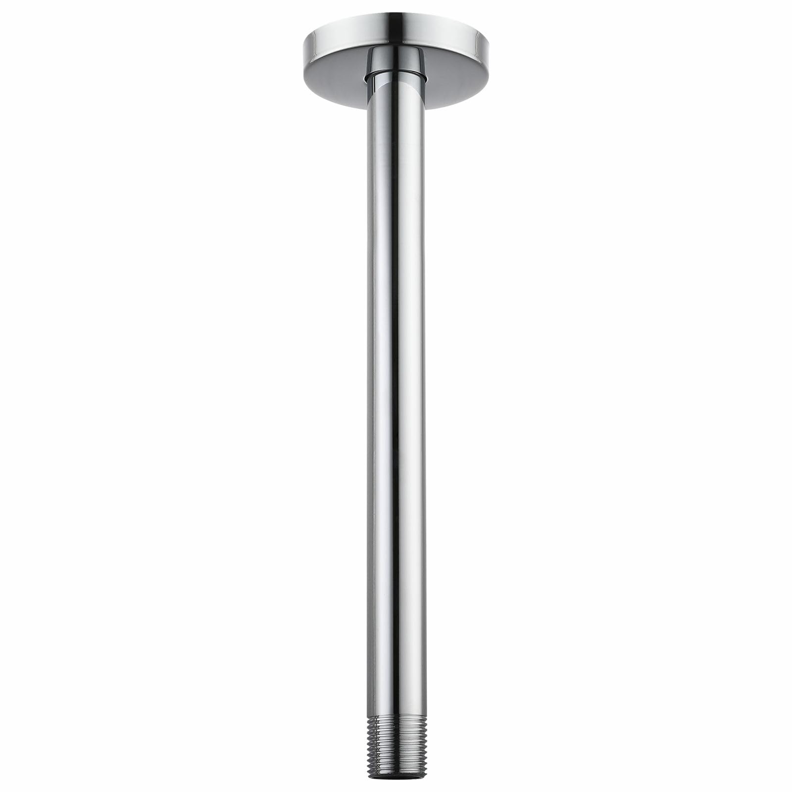Ramię prysznicowe Voolan z kołnierzem, zamontowany sufit stały wąż prysznicowy, proste ramię wymienne do łazienki, uniwersalne przyłącze 1/2 NPT (30 cm, chromowane)