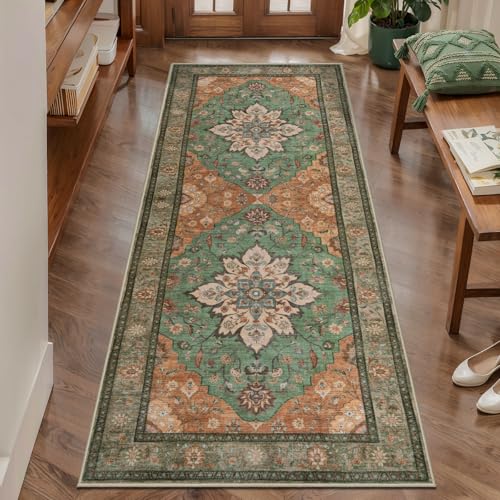 Image of Tangsoo 2x5 Washable Runner Rug for Hallways, Vintage Non Slip Rug Runner