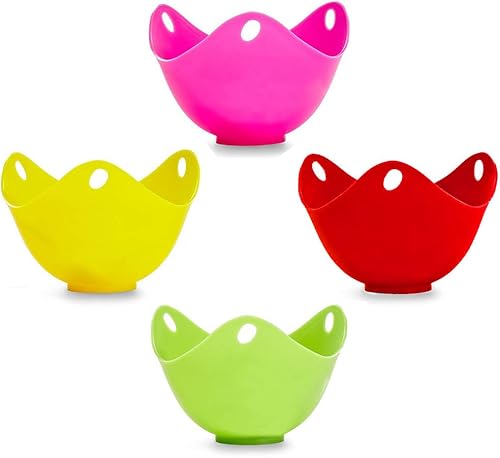 4 piezas de silicona para escalfar huevos, cacerolas de huevos, huevos y huevos para hornear, ollas para escalfar, sartenes para escalfadores de