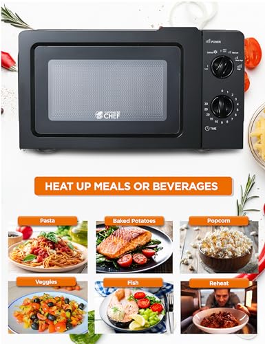 COMMERCIAL CHEF 0.6 Cubic Foot Microwave with 6 Power Levels, Small Microwave with Grip Handle, 600W Countertop Microwave with 30 Minute Timer and Mechanical Dial Controls, Black COMMERCIAL CHEF 0.6 Cubic Foot Microwave with 6 Power Levels, Small Microwave with Grip Handle, 600W Countertop Microwave with 30 Minute Timer and Mechanical Dial Controls, Black