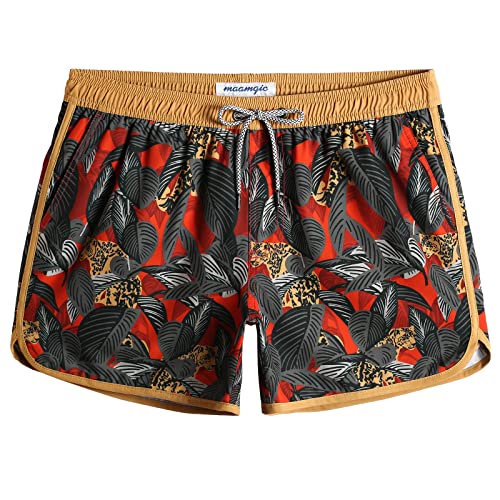 MaaMgic Herren Badeshorts Vintage Retro Boardshorts 4 Way Stretch Schnelltrocknend mit Mesh-Futter und Verstellbarem Tun...