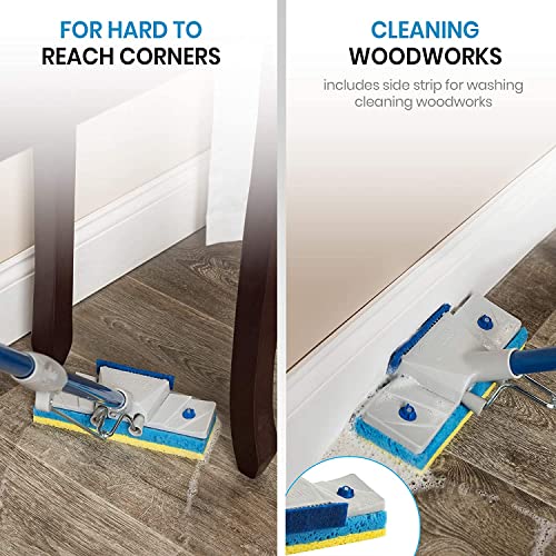 Quickie Sponge Mop Refill Type S - Set of 4 Sponge Mop Heads - 9x2.75 Inch Pads - Made in USA - Bundled Eraser Cleaning Pad