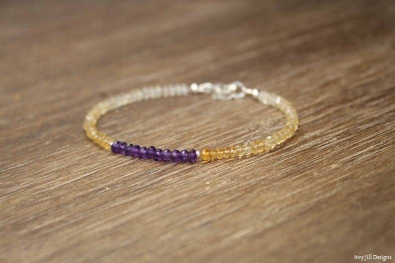 Bracelet citrine améthyste 7 pouces : fermoir argent 925 robuste anti-perte - 3
