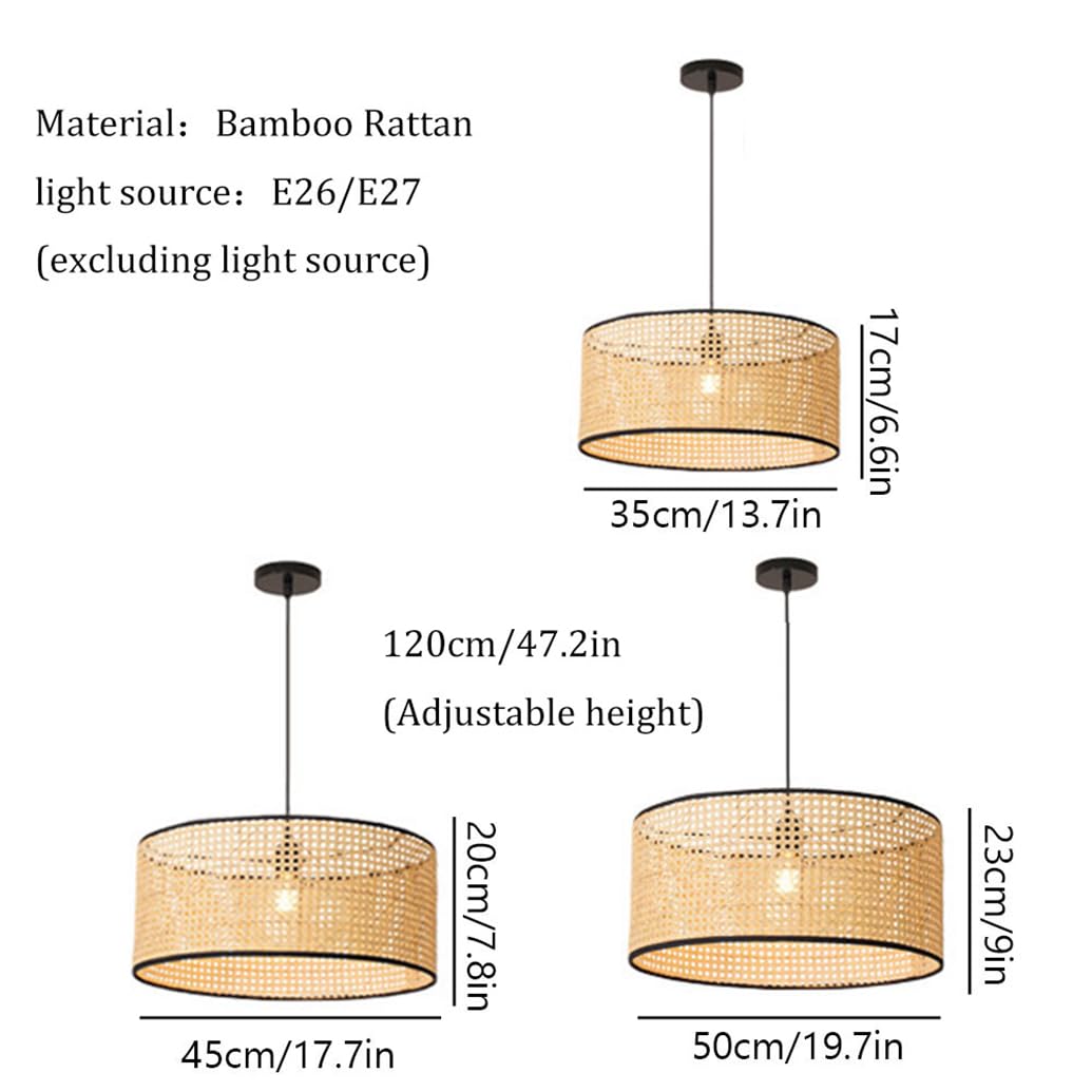 Lampadario A Nido D'uccello, Luci da Soffitto Sospese Intrecciate A Mano Lampadario in Rattan di bambù Bohémien Moderno Paralume in Vimini da Fattoria da 17,7" per Ristoranti