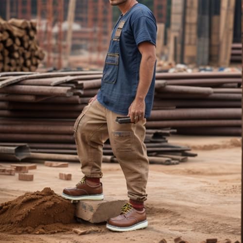 Men's 4" Soft Toe Leather Work Boots - SureTrack EH, Non-Slip, Durable, and Breathable Oxford Design,829944