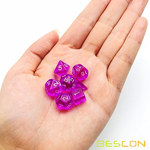 Bescon Mini Translucent Polyhedral RPG Dice Set 10MM, Small RPG Dice Set D4-D20 in Tube Packaging, Assorted Colored of 42pcs (7X6 - Thumbnail 3