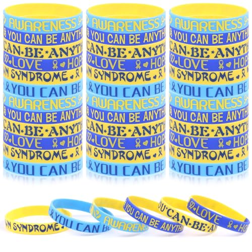CCINEE 36PCS Down Syndrome Silicone Bracelets Motivational Quotes Wristbands - Great For or Men, Women,Teens Who Are Going Through Difficult Times,6 Styles