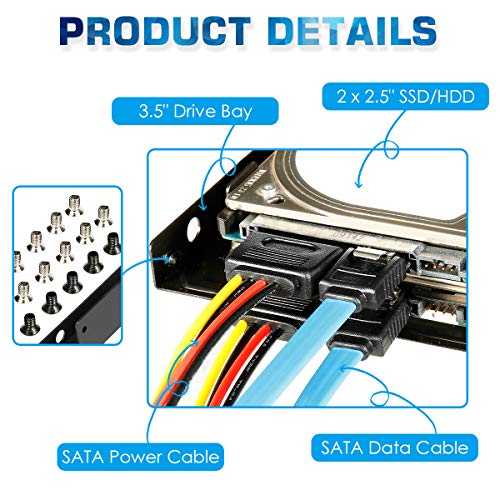 Image of SSD /HDD Metal Mounting Bracket kit 2.5 to 3.5, Convert Any 2.5 inch Solid State Drive /HDD Into One 3.5 inch Drive Bay