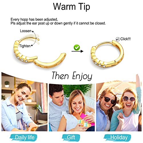 Roslynd Stud Earrings For Women Men, White Gold Plated Tiny Cz Moon And Round Halo Stud Earrings Set, Small Cubic Zirconia Stud Earrings, Simulated Diamonique Earring Stud Set For Women Men(6 Pairs) #TOP5