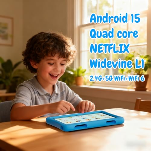 Image of ZZB 10 Inch Android 15 Tablet for Kids with Case, 8GB (3+5 Extended) RAM + 32GB Storage (Supports 1TB Micro SD), 6000mAh Long Battery, Dual Cameras, Android Tablets Tablets for Kids