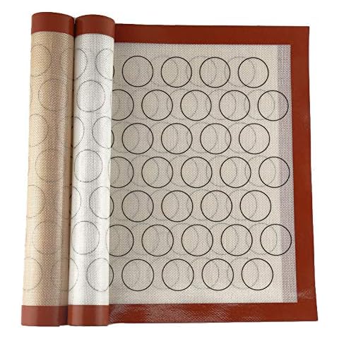 DishyKooker Household 60X40cm Home Non Stick Silicone Glass Fiber Mat Baking Oven Pastry Macaron Cake Cookie Sheet Kitchen Bakeware Gadgets Macaron brown red edge 40 * 60cm Cover