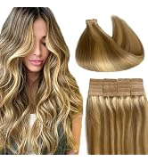 Tape In Hair Extensions, 22 Inches Blonde Hair Extensions Real Human Hair, 50g 20pcs Straight Sea...