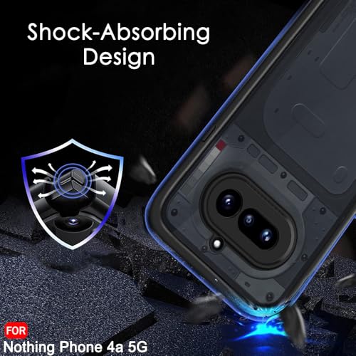 Image of TheGiftKart Hybrid Shockproof Back Cover Case for Nothing Phone 4a 5G | Hard Back Cover Case for Nothing Phone 4a 5G (PC & TPU, Translucent Smoke Matte Back, Black Sides)