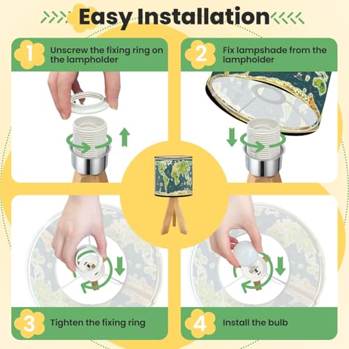 Lámpara de mesa para niños con mapa mundial y base de madera miniatura 4