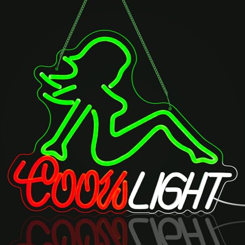 Image of Crs Neon Sign, Beer LED Light for Man Cave Bar Decor Green Lady Neon Lights for Bar Wall Art for Beer Pub Restaurant Party Decor
