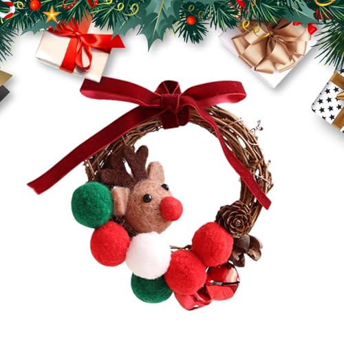 Ghirlanda natalizia per porta, piccola ghirlanda natalizia per porta d'ingresso | Ghirlande per porte Piccola ghirlanda artificiale - Ghirlanda per esterni Corona per porta d'ingresso, Elk Angel Star