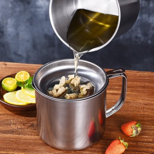 Miniatura 3 de Colador De Aceite Bote De Grasa Con Filtro, Recipiente De Almacenamiento De Aceite De Tocino De Acero Inoxidable Olla De Almacenamiento De Aceite Con Colador De Malla Para Almacenamiento De Grasa En