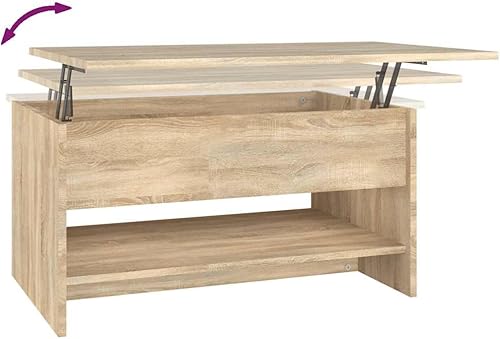 Miniatura 9 de Coffee Table Sonoma Oak Engineered Wood 19.7 x 31.5 x 15.7 in Adjustable Height for Living Room Center Mesa de Centro Storage Shelf