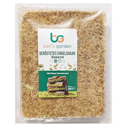 Knuspriger, gerösteter Kadayif 200g - Engelshaar (Teigfäden) von Ben’s Garden - Ideal für Dubai-Style Schokolade,als Topping von Müsli & Joghurt-Ohne Zusatzstoffe-Ohne Transfette-100% natürlich