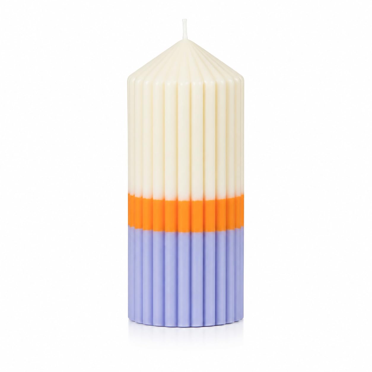 Triola Orange Triola™ Signature Ribbed Pillar Candle 15Cm - Architectural Scented Home Décor - 430G (Vanilla Lavender & Chamomile)