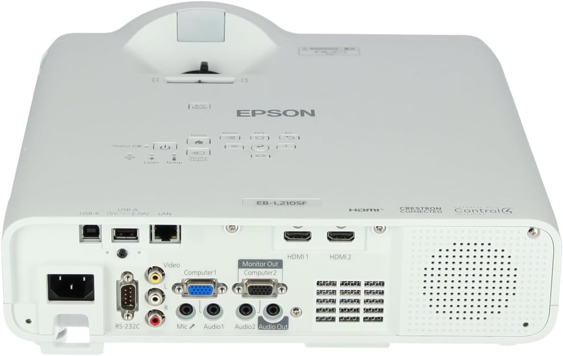 Top view of Epson EB-L210SF projector showing control panel buttons