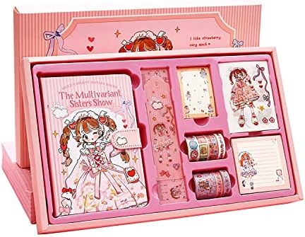 Qixing DIY Journal Set for Girls,Age of 8 Years Old and up,Kids Scrapbook Kit Diary Book,Arts Craft kit,Manual Book Set for Girls Gift,Decorate by Yourself,Teenage Girls Birthday, for a Tween (Pink)